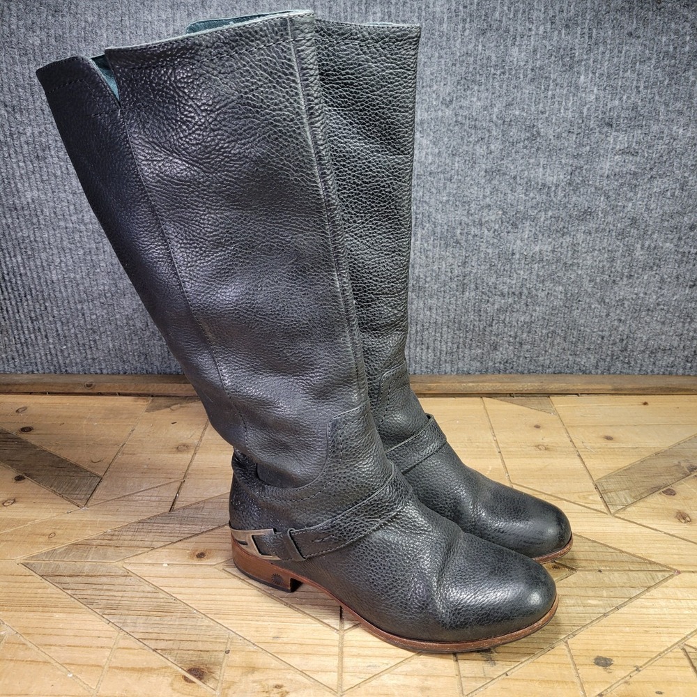 UGG Australia Channing Black Leather Equestrian Riding Boots Womens Size 6 EU 37